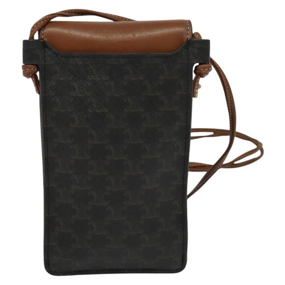 CELINE Triomphe Cell Phone Case Shoulder Bag Pvc Black - Picture 3 of 13